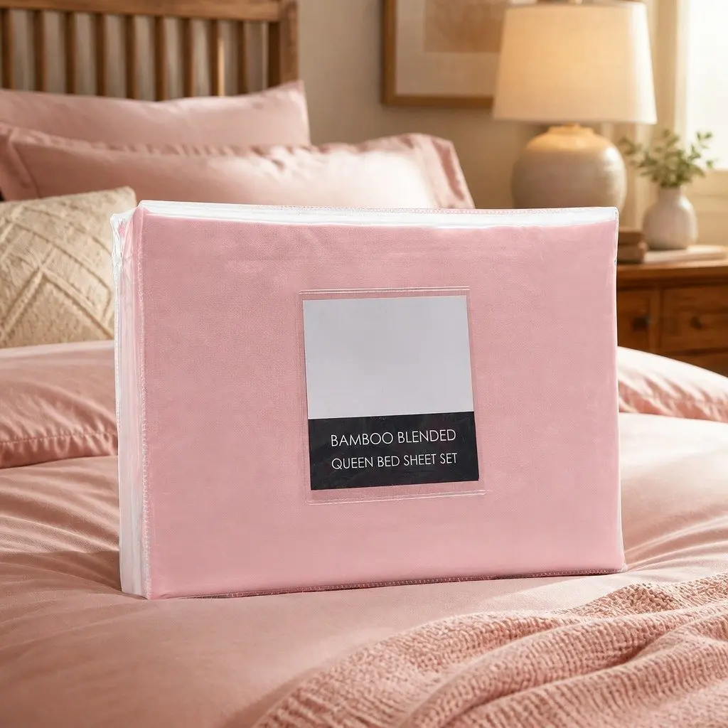 Bamboo Blended Sheet Set Bubble Bath Queen Size Soft Comfort 1000 Thread Count
