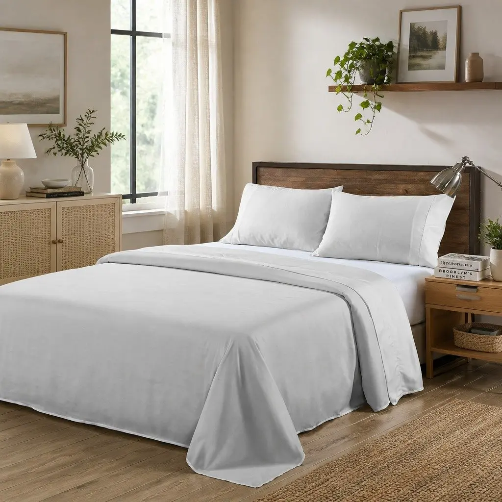 King Bamboo Blend Sheet Set 1000TC Soft Bedding Flat Fitted Pillowcases Light