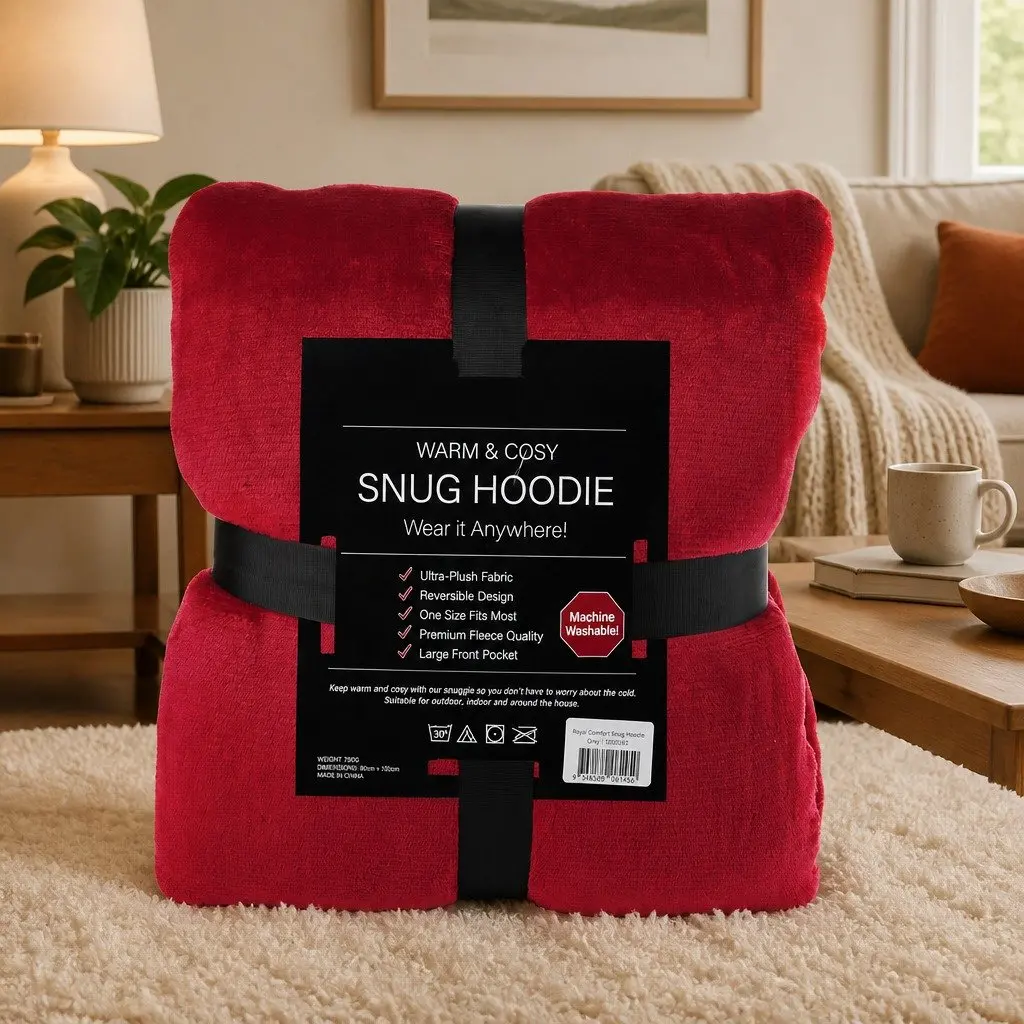 Snug Hoodie Reversible Loungewear One Size Fits Most Front Pocket Built-in Hood