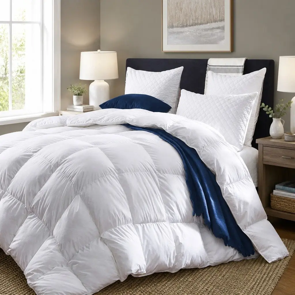 King Duck Down Quilt 233TC Cotton Cover 50% Duck Down 50% Feather All-Season