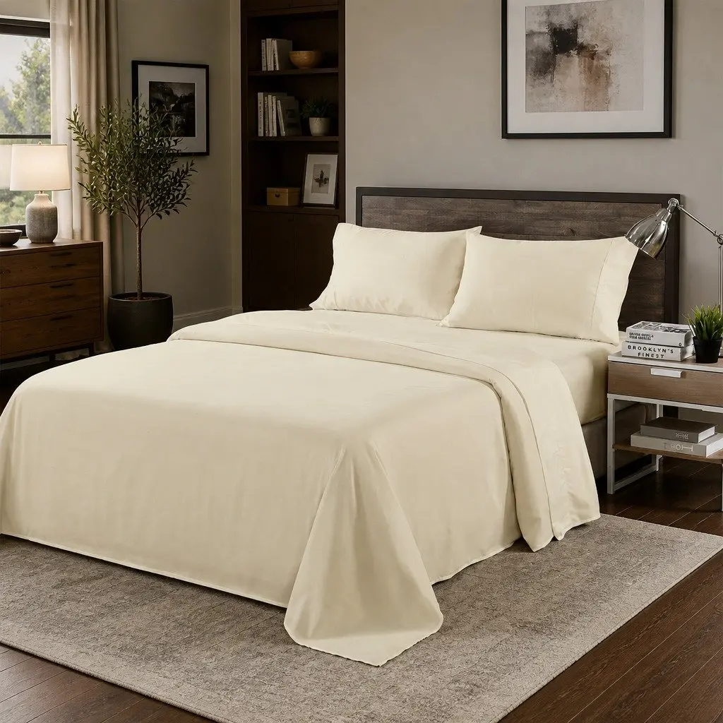 King Bamboo Blend Sheet Set Dark Ivory 1000TC Hypoallergenic Breathable Temperature Regulating