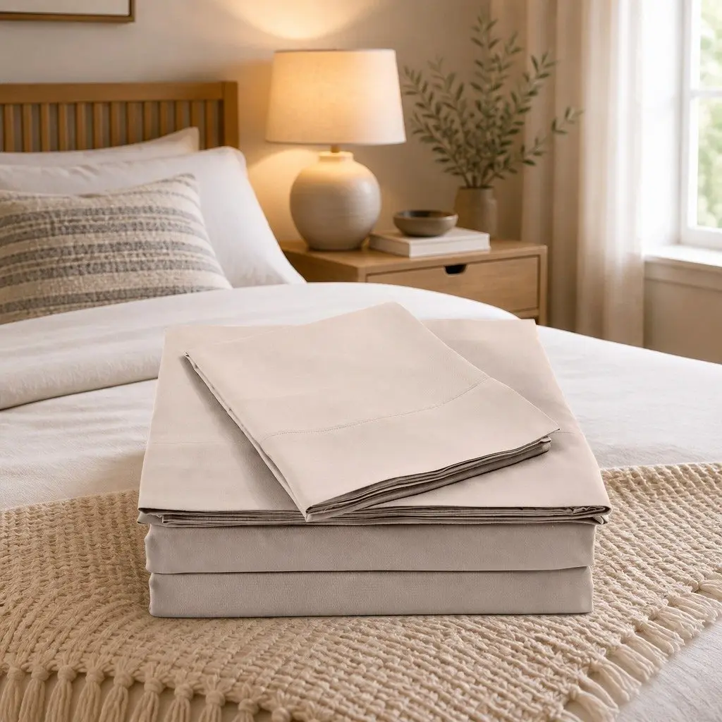 King Sheet Set Warm Grey 1000TC Bamboo Blend Hypoallergenic Satin Smooth