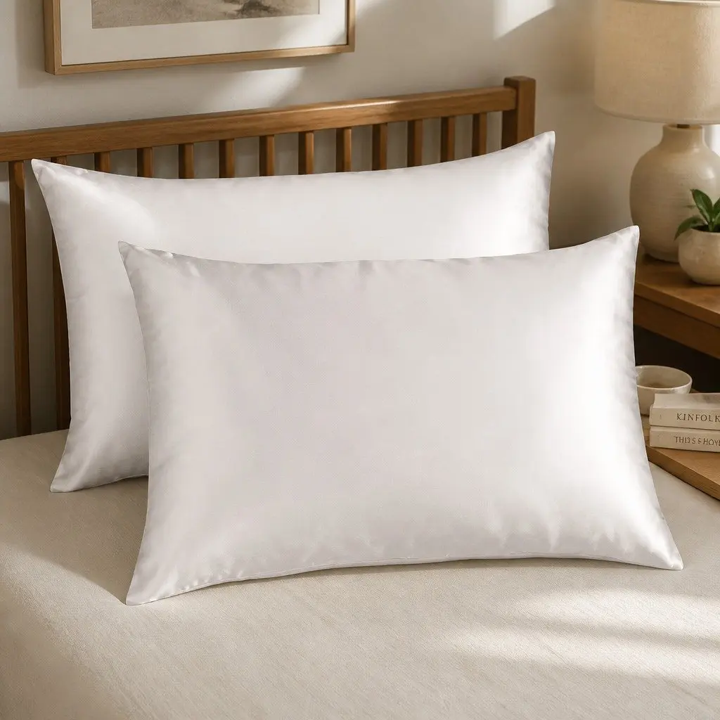 Mulberry Silk Pillowcase Silver 51x76cm Hypoallergenic Non-slip Luxury Twin Pack