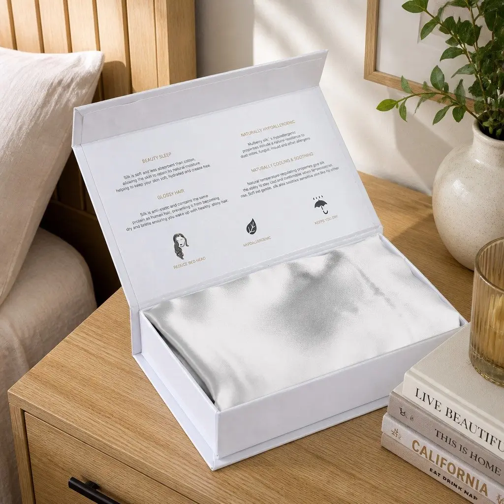 Mulberry Silk Pillowcase Silver 51x76cm Hypoallergenic Non-slip Luxury Twin Pack