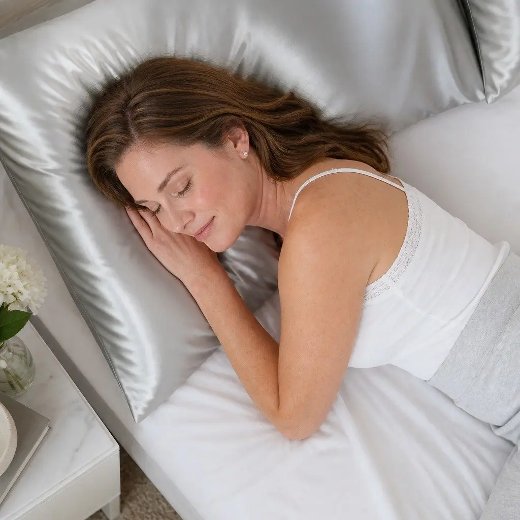 Mulberry Silk Pillowcase Silver 51x76cm Hypoallergenic Non-slip Luxury Twin Pack