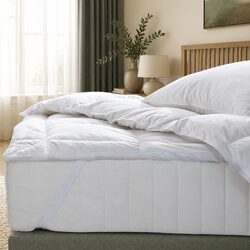 Concise Comfort: Queen Goose Feather Down Mattress Topper