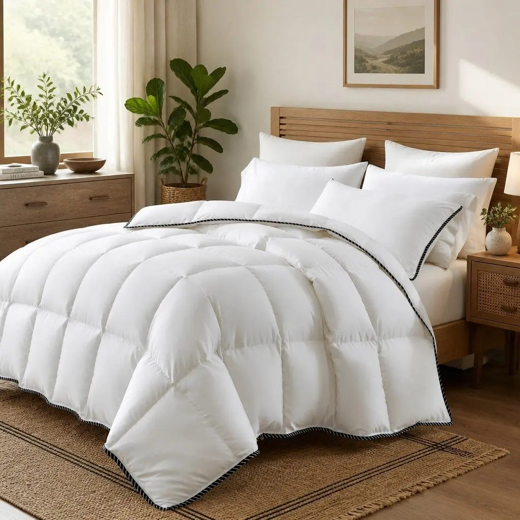Super King Bamboo Quilt 350GSM All-Seasons Bedding Sateen Weave Breathable