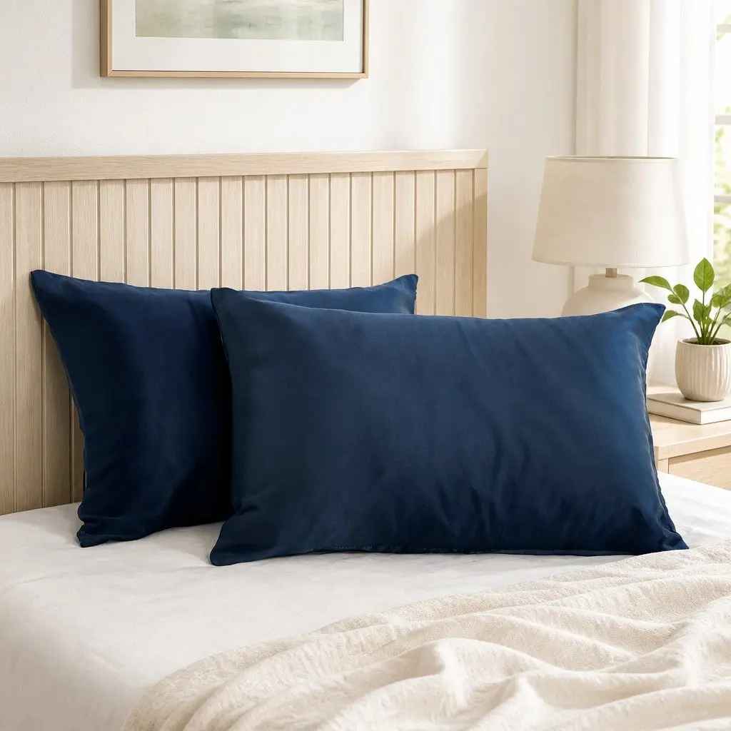 Mulberry Silk Pillowcase Navy 51x76cm Hypoallergenic Breathable