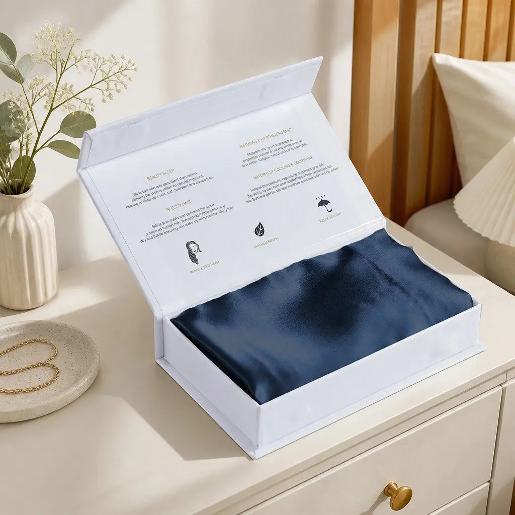 Mulberry Silk Pillowcase Navy 51x76cm Hypoallergenic Breathable