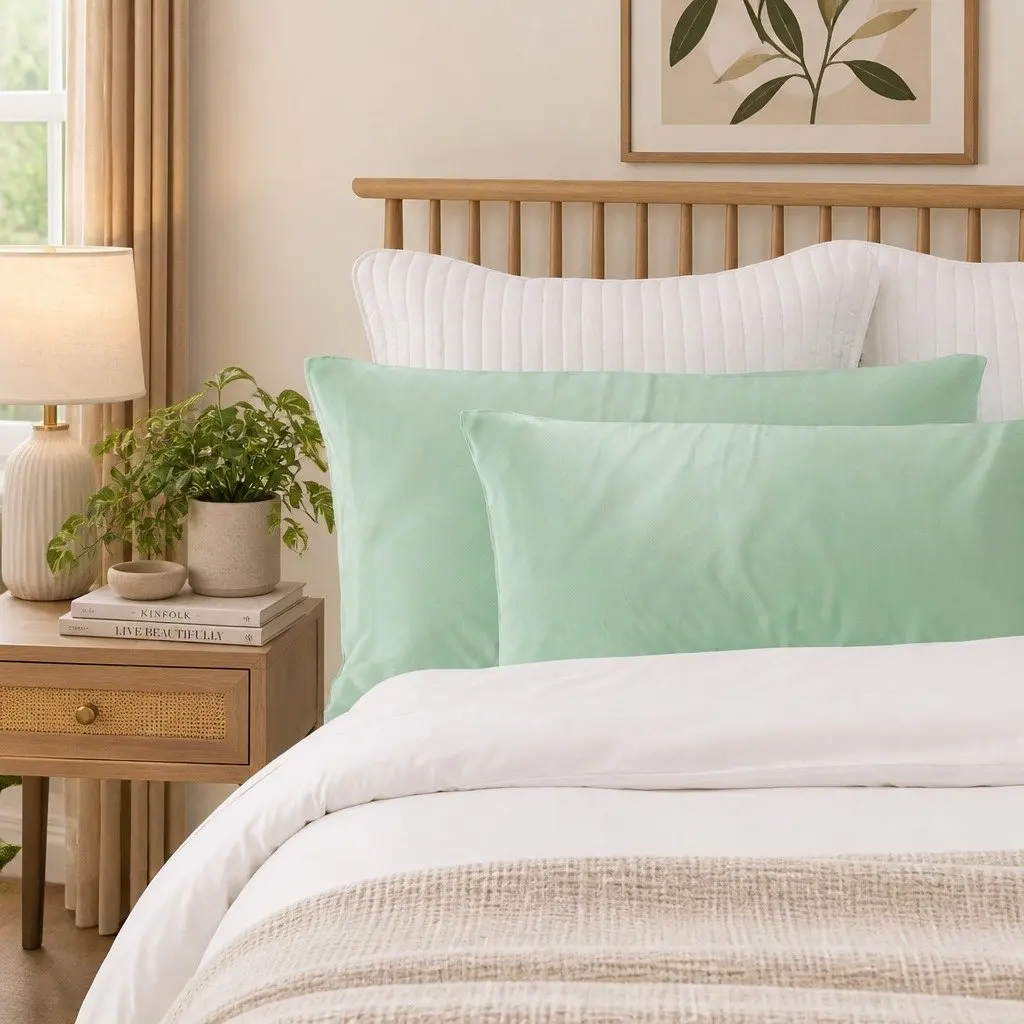 Silk Pillowcase Set 51x76cm Breathable Hypoallergenic Non-slip Light Color