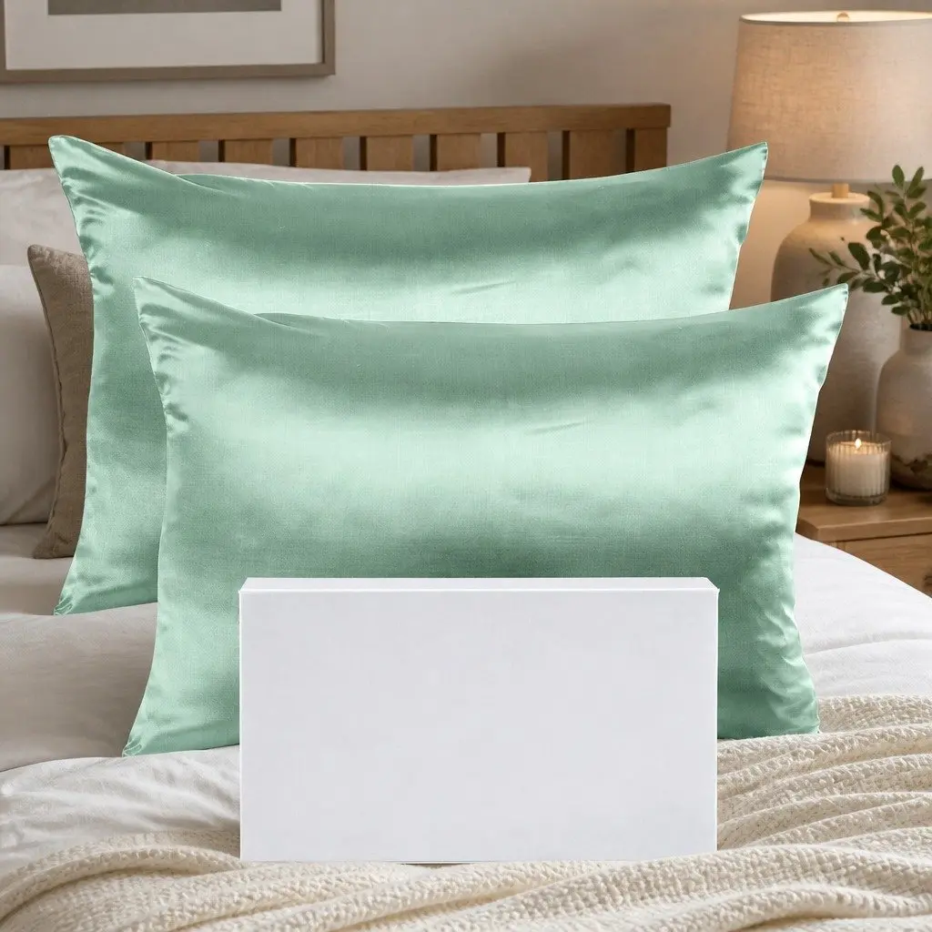 Silk Pillowcase Set 51x76cm Breathable Hypoallergenic Non-slip Light Color