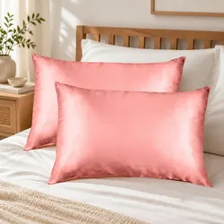 Concise Blush Mulberry Silk Pillowcase Twin Pack