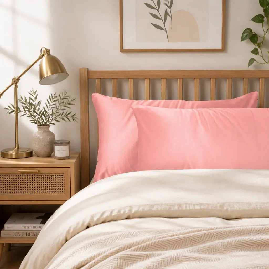 Mulberry Silk Pillowcase Blush 51x76cm Hypoallergenic Breathable Non-Slip
