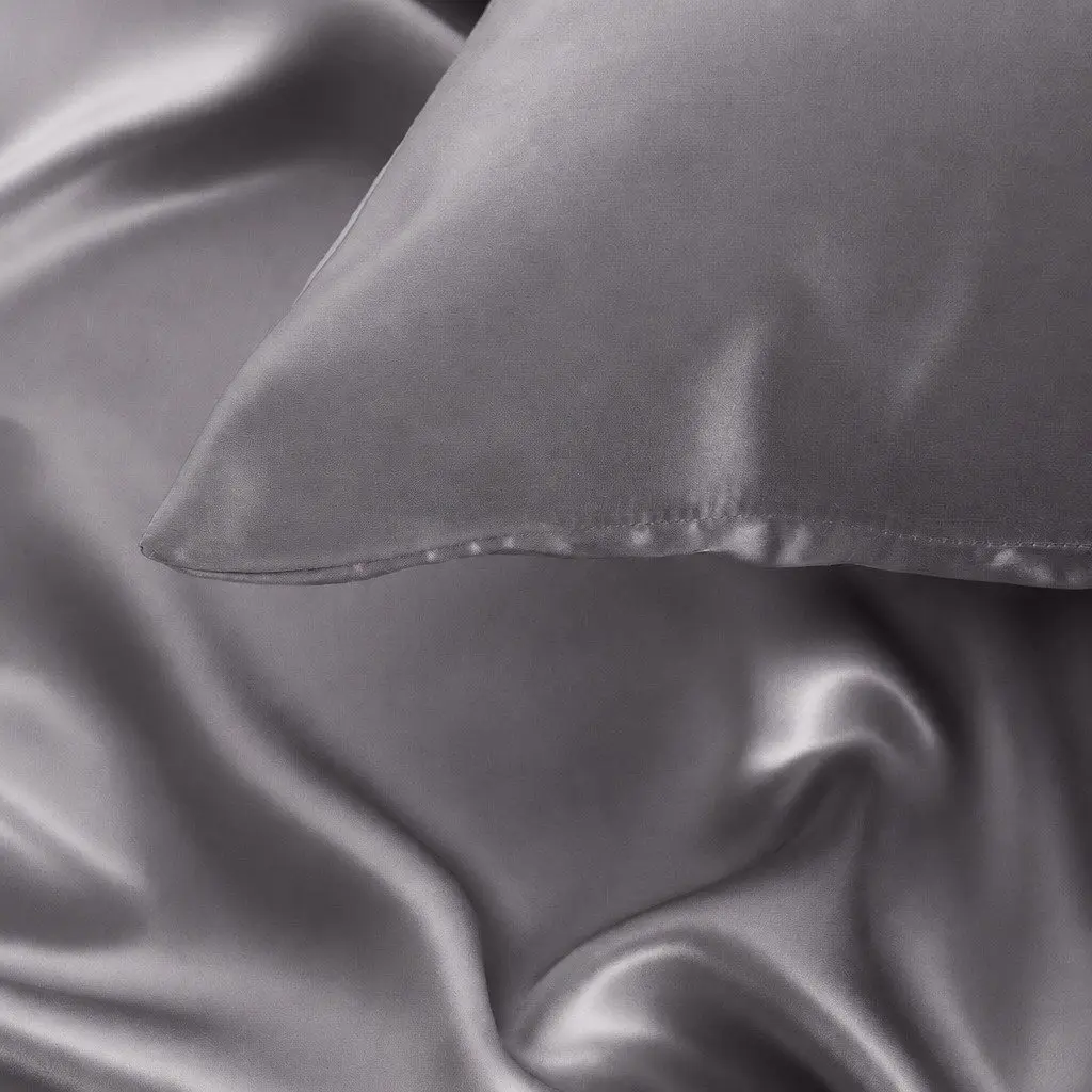 Silk Pillowcase Charcoal 51cm x 76cm Dual-Sided Hypoallergenic Breathable