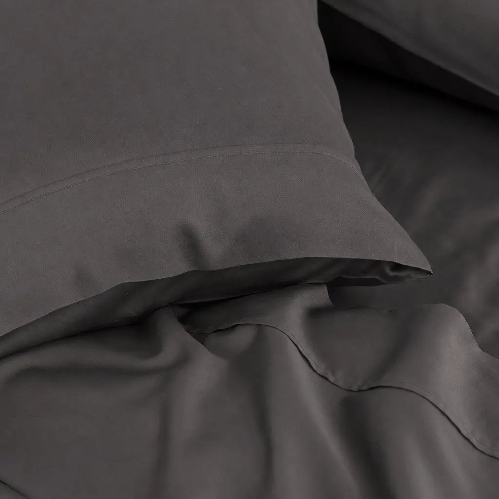 Queen Pewter Bamboo Cotton Sheet Set 1000TC Smooth Texture Hypoallergenic