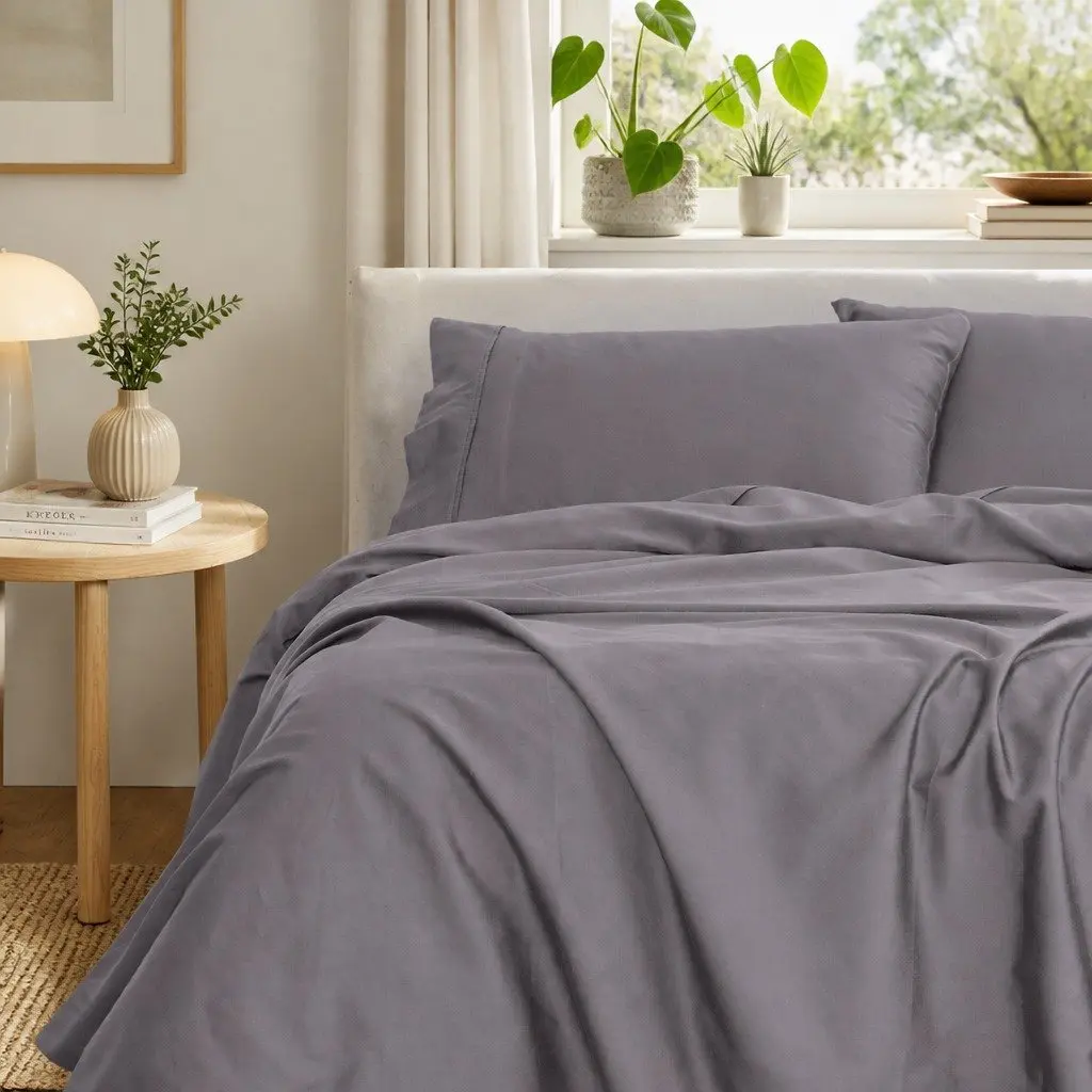 King Bamboo Cotton Sheet Set 1000TC Flat Fitted Pillowcases Bedding