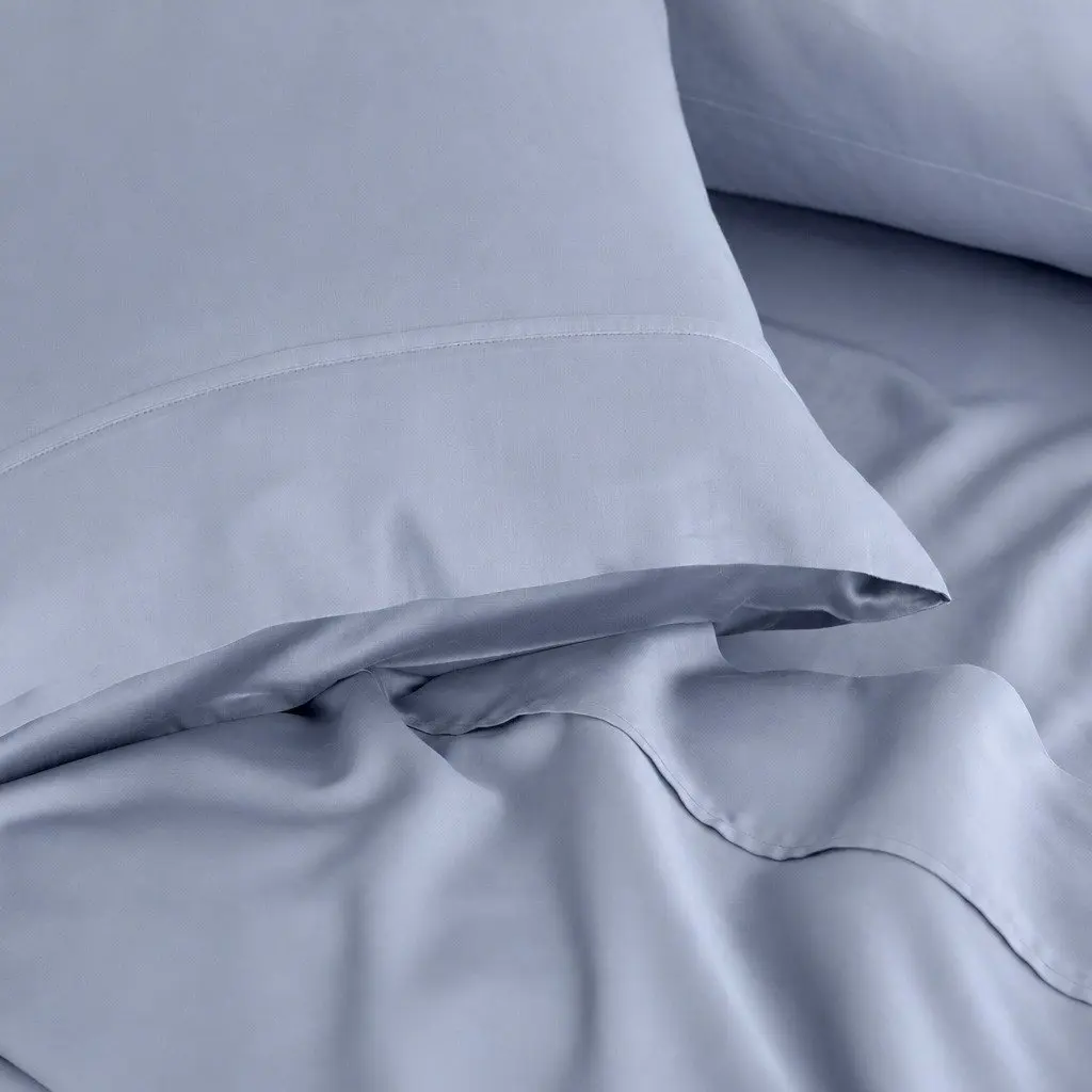 Bamboo Cotton Sheet Set Blue Fog King Size 1000TC Antimicrobial Hypoallergenic Soft Bedding