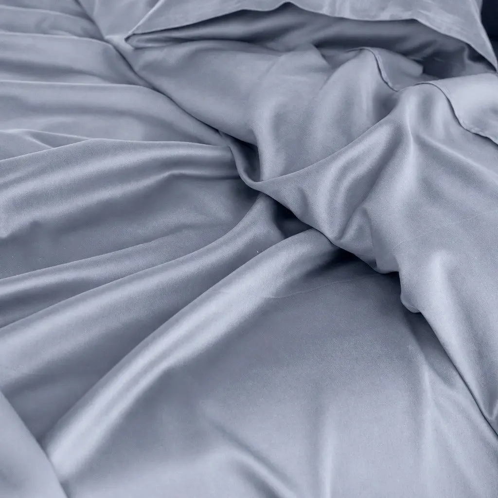 Bamboo Cotton Sheet Set Blue Fog King Size 1000TC Antimicrobial Hypoallergenic Soft Bedding