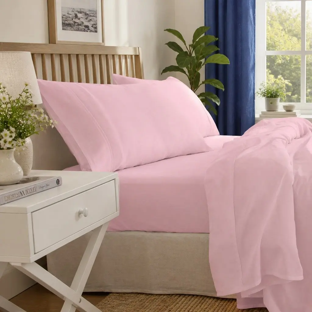 King Bed Sheet Set Blush 1000TC Bamboo Cotton Blend Hypoallergenic