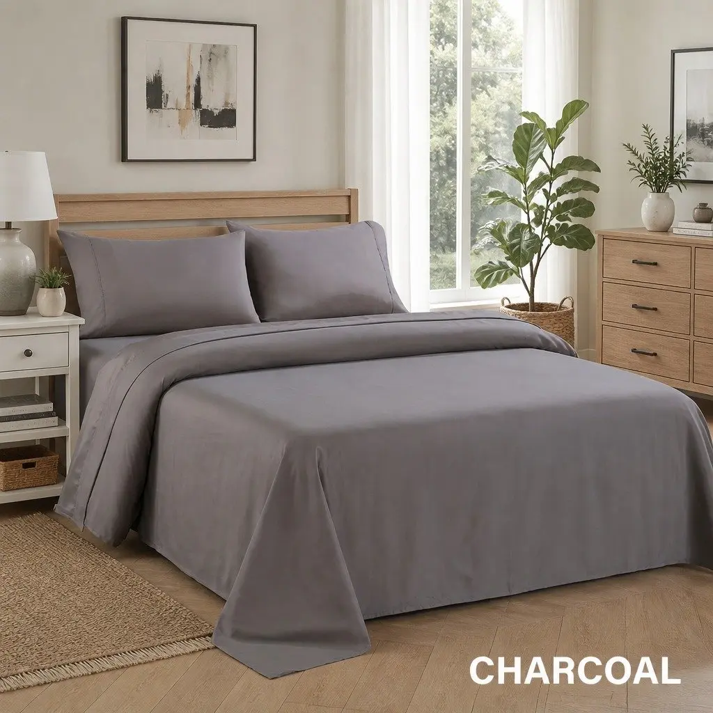 4 Piece Sheet Set White Double Bed 1200TC Ultrasoft Satin Weave