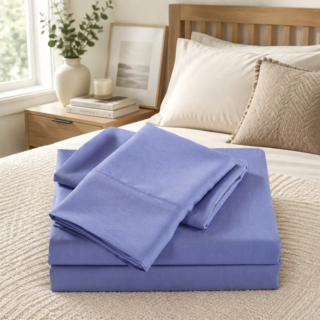 Queen Sheet Set Mid Blue 2000TC Bamboo Cooling Moisture Wicking