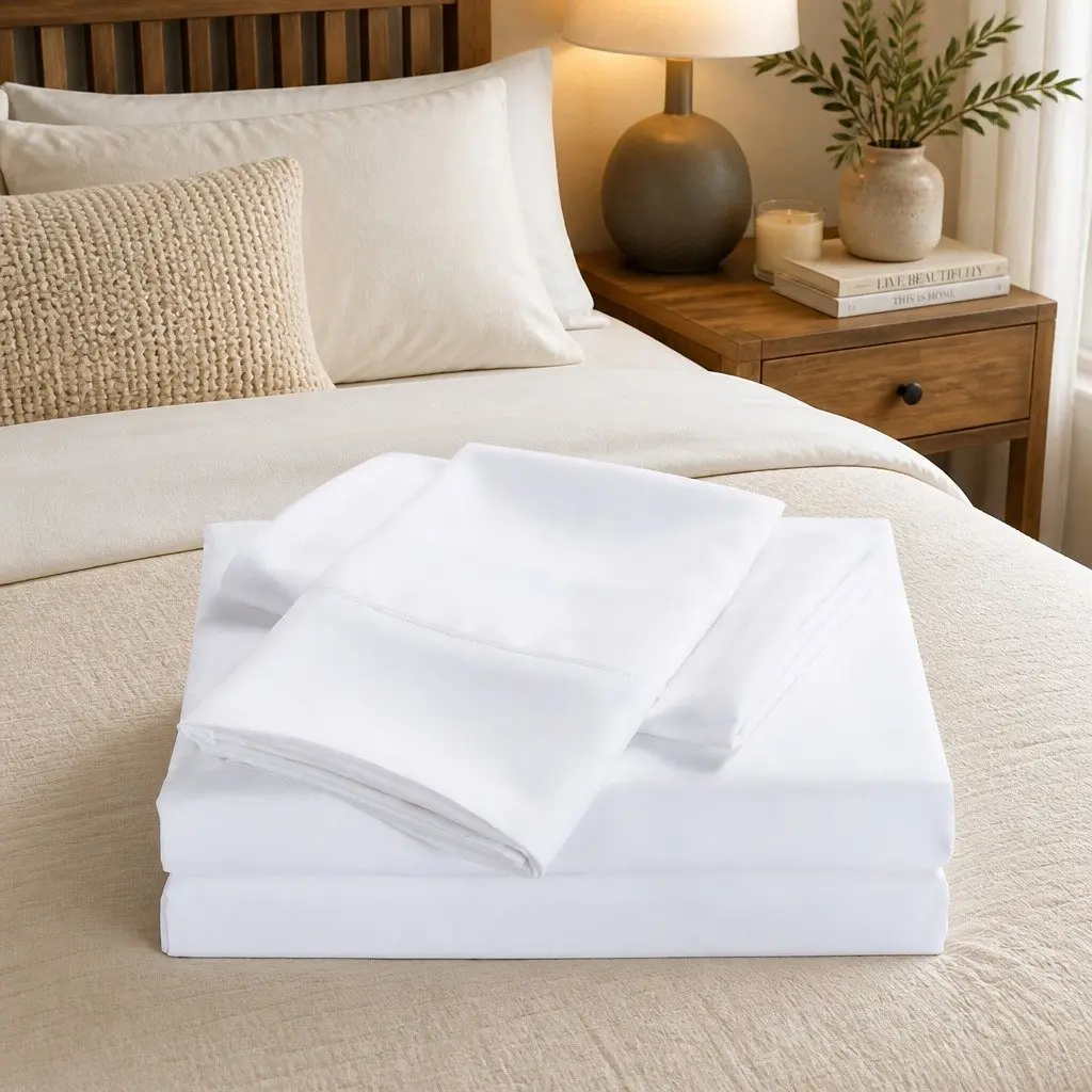 Bamboo Cooling Sheet Set White King 2000TC Satin Smooth Breathable Moisture-Wicking