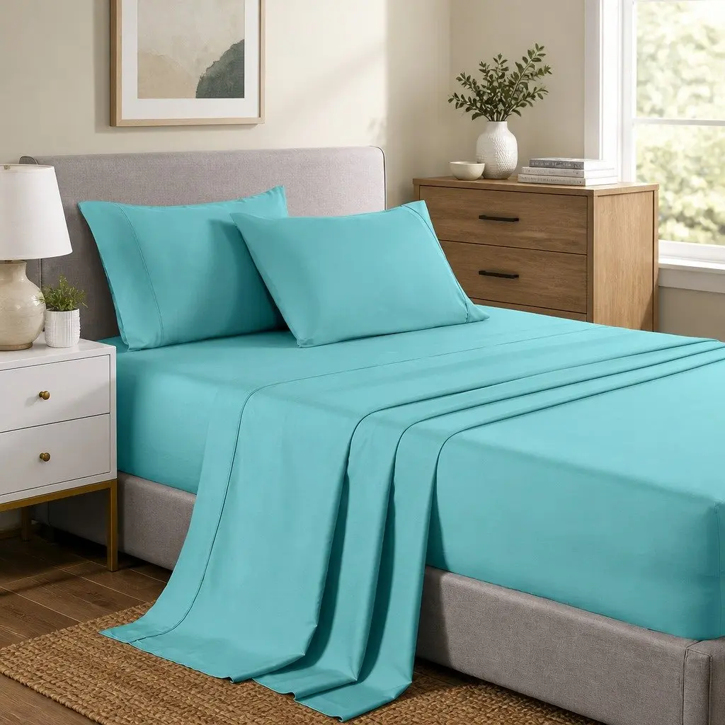 Bamboo Cooling Sheet Set King Size 2000TC Bedding Aqua Breathable Moisture
