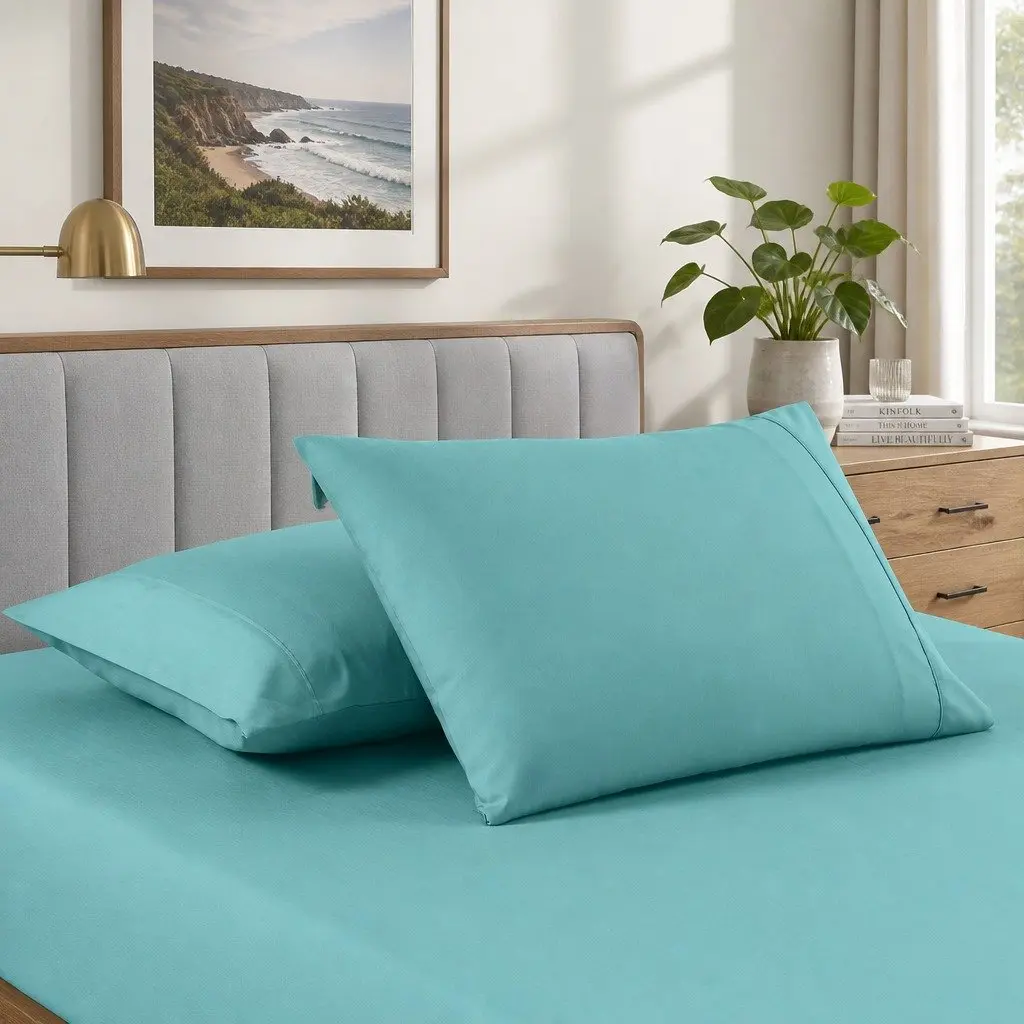 Bamboo Sheet Set Aqua King Size 2000TC Breathable Moisture Wicking Hypoallergenic