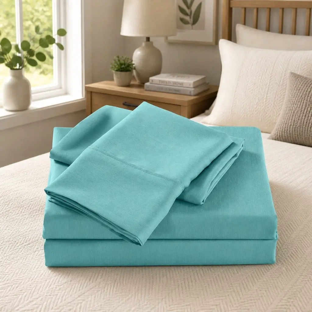 Bamboo Sheet Set Aqua King Size 2000TC Breathable Moisture Wicking Hypoallergenic