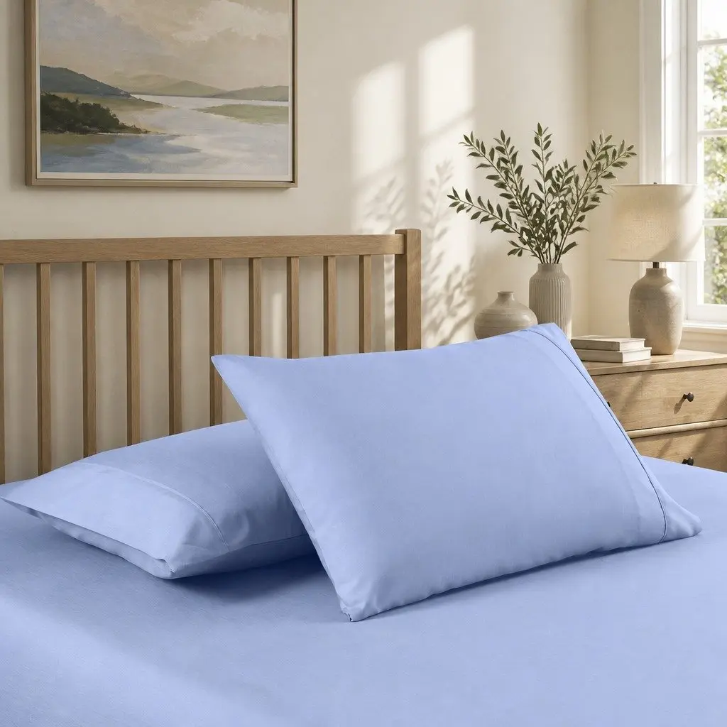 Bamboo Cooling Sheet Set Light Blue King Size 2000TC Breathable Moisture Wicking