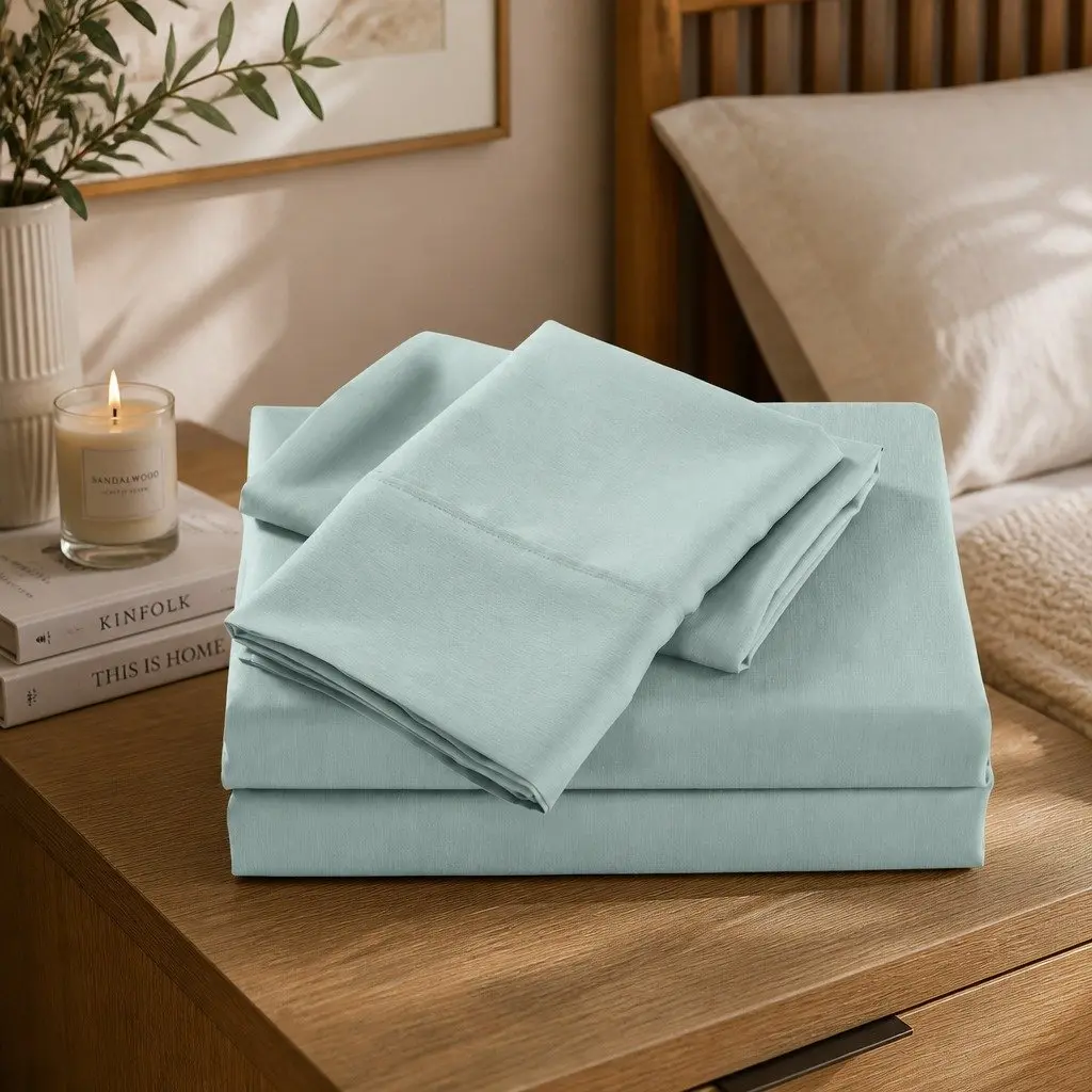 Bamboo Cooling Sheet Set 2000TC Single Bed Bedding Frost Colour Moisture Wicking