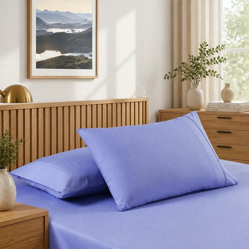Bamboo Cooling Sheet Set 2000TC Single Bed Fitted Flat Sheets Pillowcases Mid