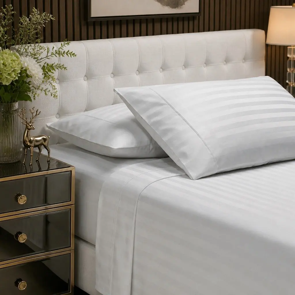 1200 Thread Count Damask Stripe Queen Sheet Set, Soft and Durable