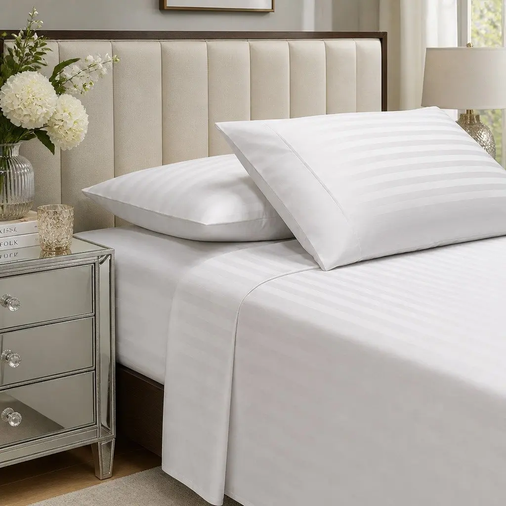 King Size Sateen Sheet Set with Damask Stripe