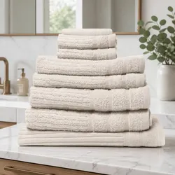 Your Essential 8-Piece Egyptian Cotton Towel Set in Beige