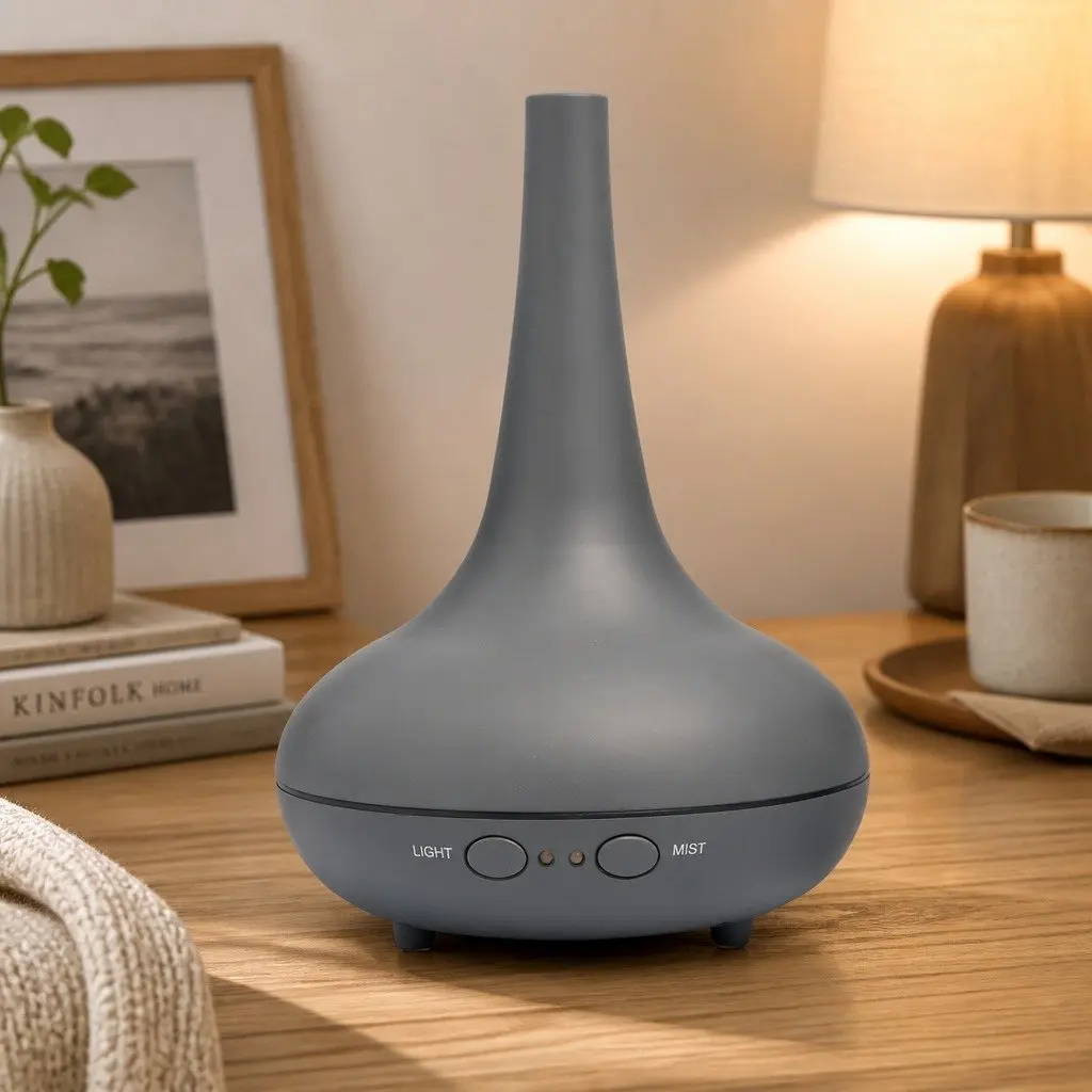 Ultrasonic Aroma Diffuser Humidifier Cool Grey 200ml Colour Changing LED Mood Lights Quiet Operation