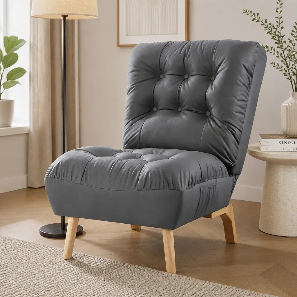 Accent Recliner Chair Adjustable Backrest Grey Lounge Sofa Relaxation