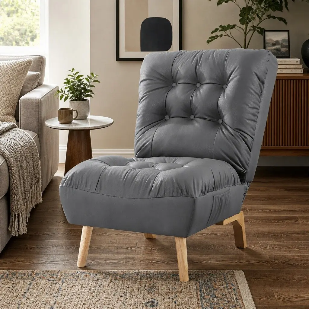 Accent Recliner Chair Adjustable Backrest Grey Lounge Sofa Relaxation