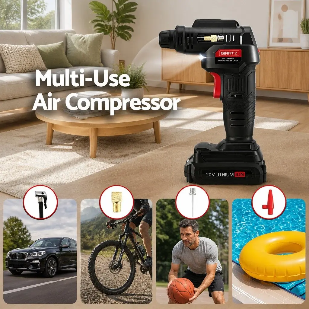 Cordless Tyre Inflator Portable Air Compressor Pump 20V 120PSI Digital LED