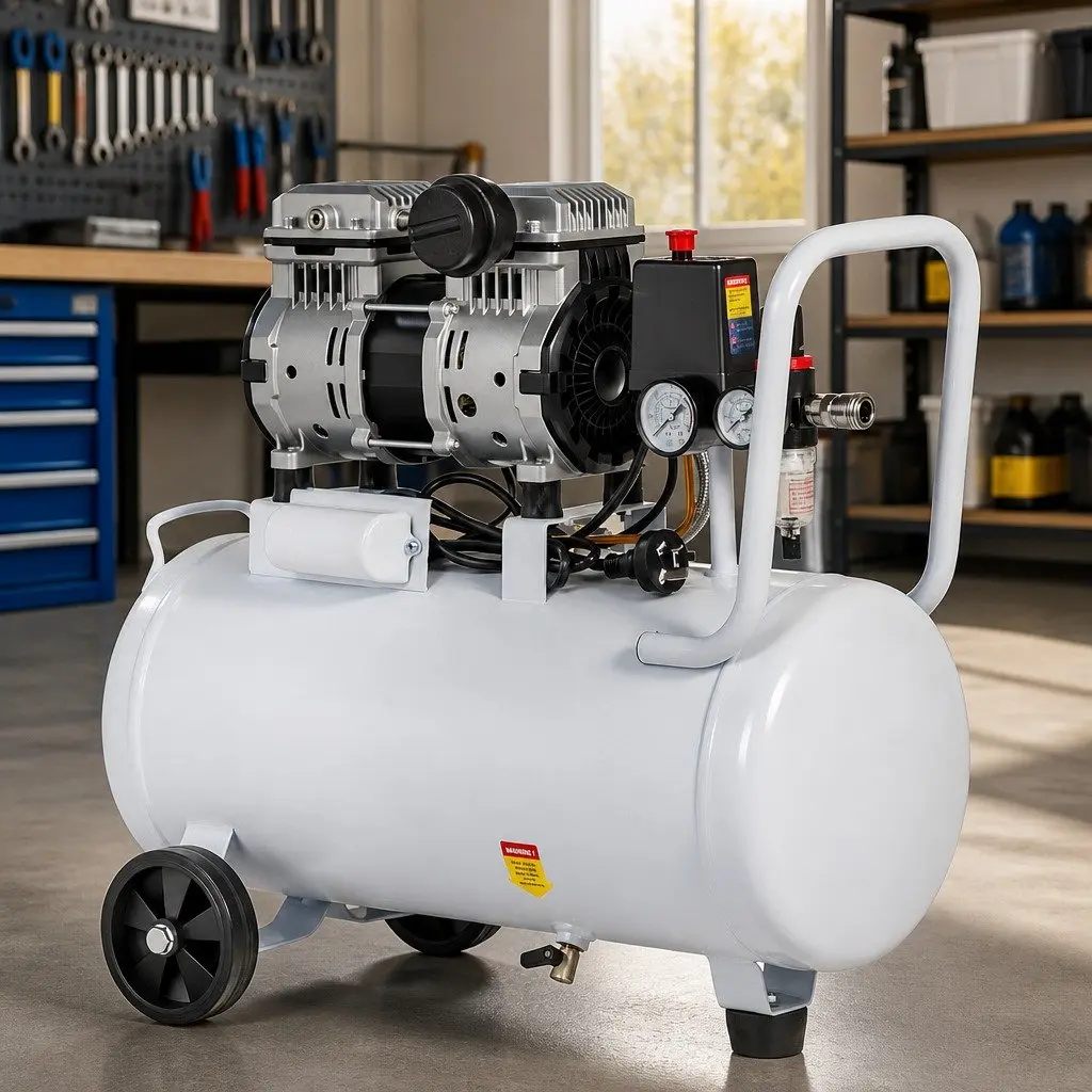 30L Air Compressor White Portable Oil-Free Quiet 0.75HP 40L/Min