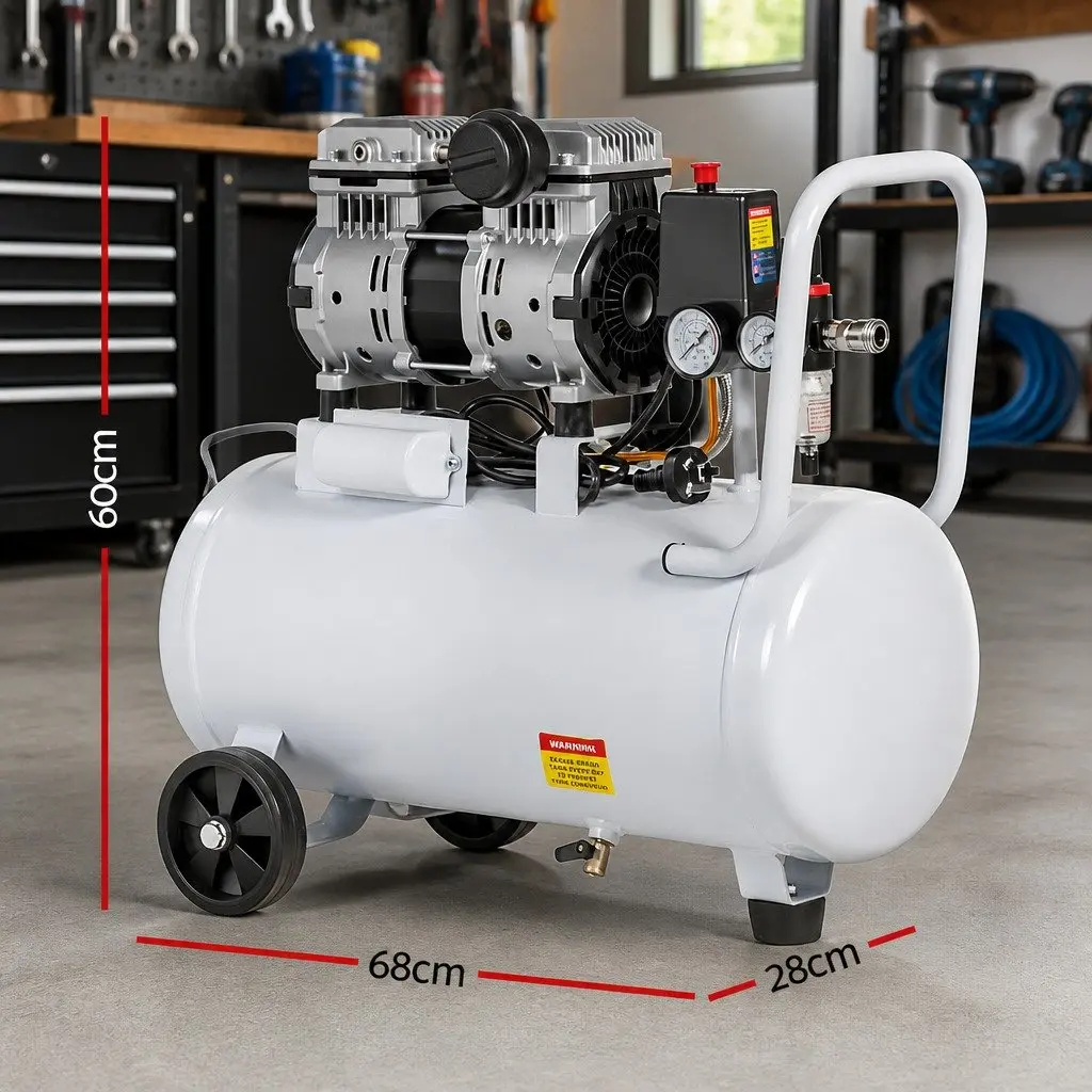 30L Air Compressor White Portable Oil-Free Quiet 0.75HP 40L/Min