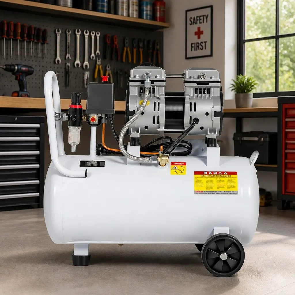 30L Air Compressor White Portable Oil-Free Quiet 0.75HP 40L/Min