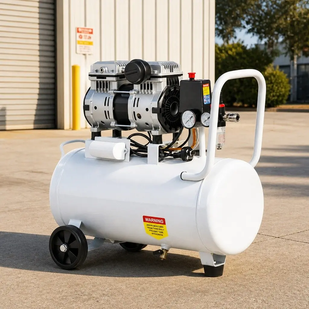 30L Air Compressor White Portable Oil-Free Quiet 0.75HP 40L/Min
