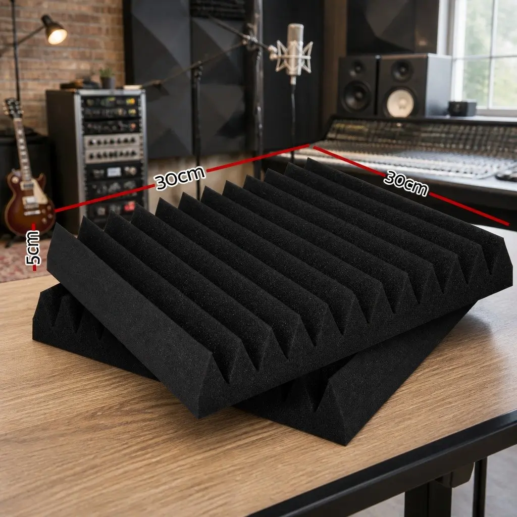 Acoustic Foam Black 30x30x5cm Wedge Sound Absorption Panel 20 Piece