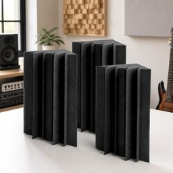 Compact Black Corner Bass Trap Acoustic Foam Tiles - 20pcs