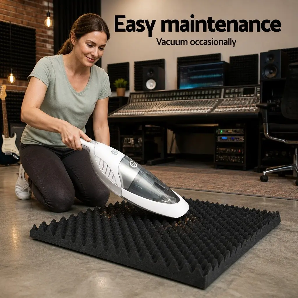 Acoustic Foam Panels Black 50x50x5cm Eggshell Textured Sound Absorption