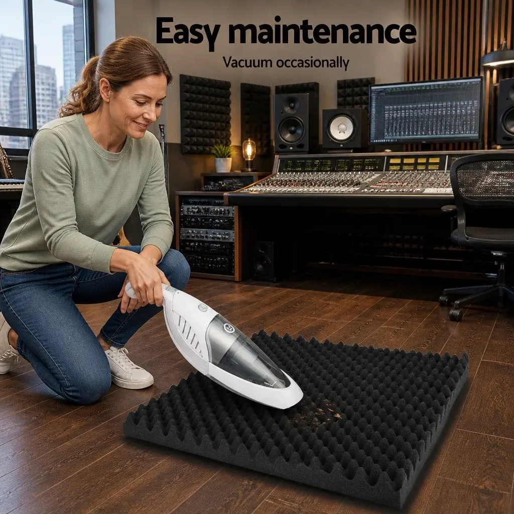 Acoustic Foam Panels Black 50x50x5cm Eggshell Sound Absorption
