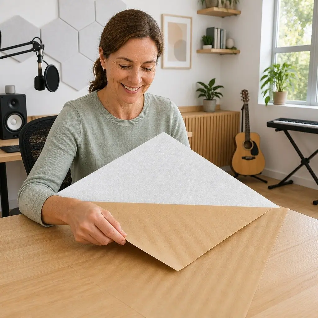 Acoustic Foam Soundproof Panels White 12 Piece Hexagonal Tiles High-Density Noise Absorption