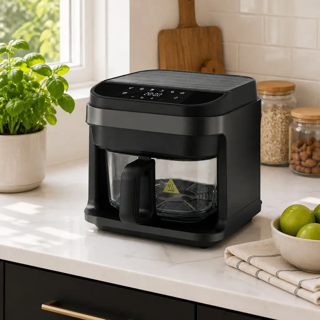 Air Fryer Black 5.5L Touch Control Electric Cooker 1200W Hot Air Circulation