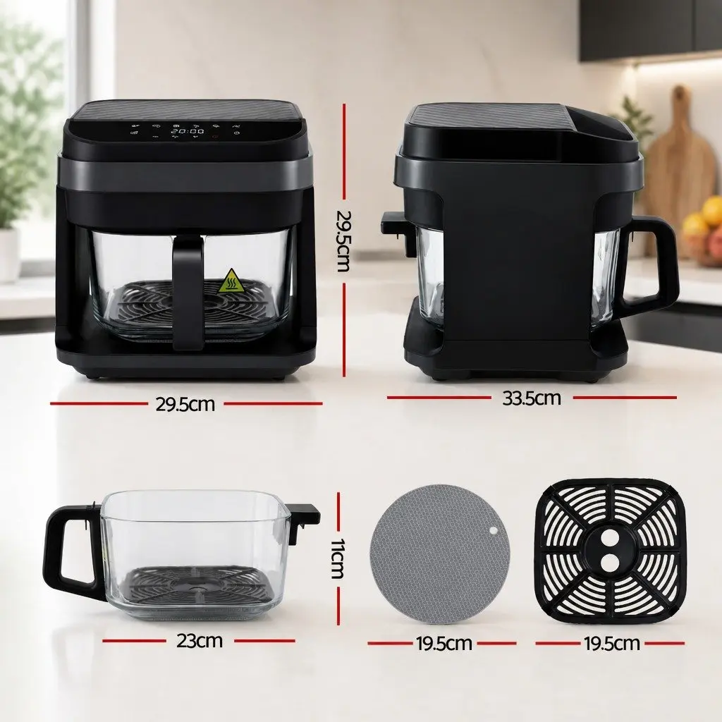 Air Fryer Black 5.5L Touch Control Electric Cooker 1200W Hot Air Circulation